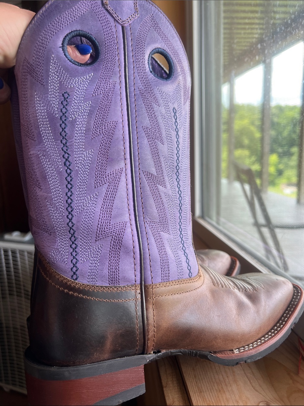 Laredo Purple and Brown Western Pull-On Heeled Boots